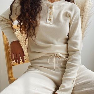Mate the Label thermal loungewear set in Bone